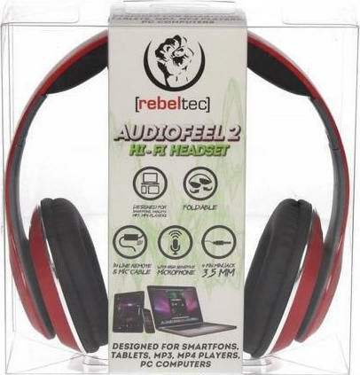Rebeltec Audiofeel 2 Ενσύρματα Over Ear Ακουστικά Κόκκινα