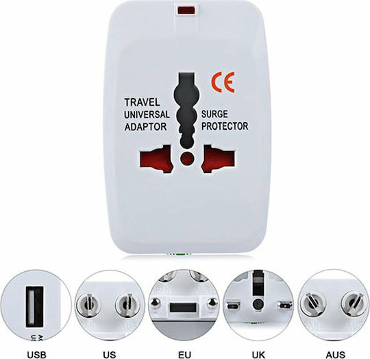 Lamtech Αντάπτορας Πρίζας από Universal σε Universal με 1 Θύρες USB