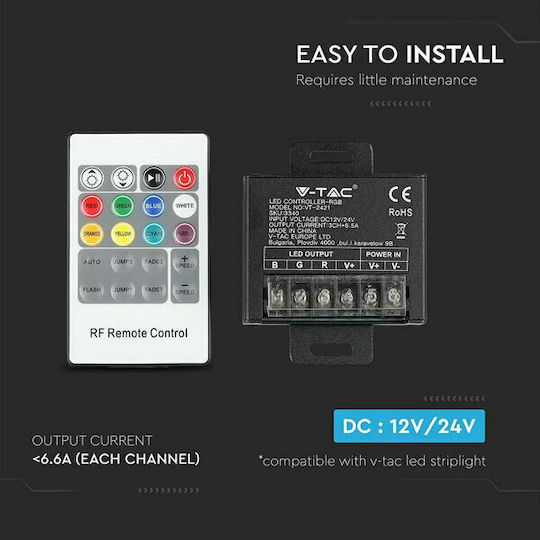 V-TAC VT-2421 Ασύρματο RGB Controller RF με Τηλεχειριστήριο 3340