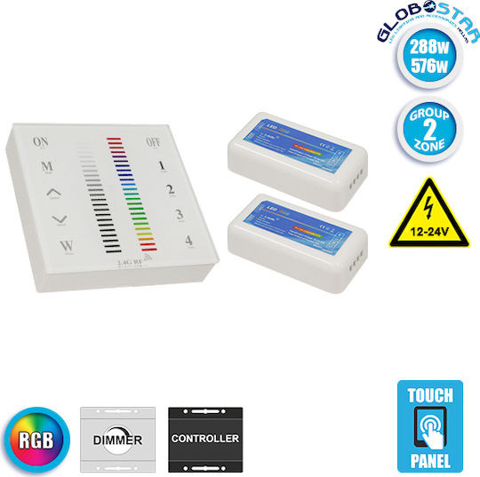 GloboStar Επιτοίχιος Διακόπτης Dimmer με Πλαίσιο Ταινία LED Αφής