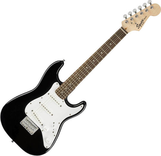 Squier Mini V2 Електрическа Китара Stratocaster с SSS Конфигурация на Пикапите Черно