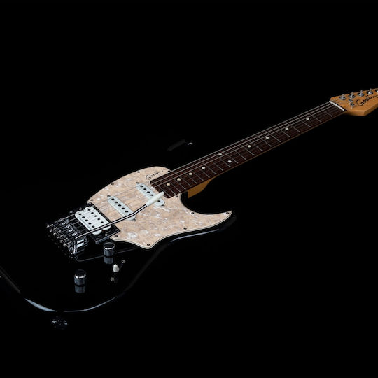 Godin Session LTD Electric Guitar Stratocaster with HSS Pickup Configuration Black High Gloss