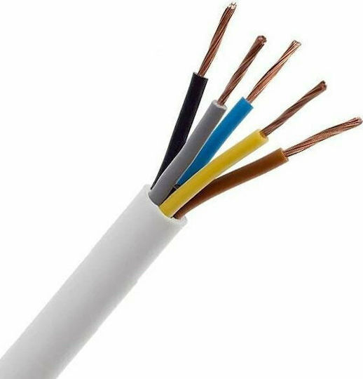 Eurolamp Power Cord with 5x1.5mm² Cross Section in White Color 1m Flexible