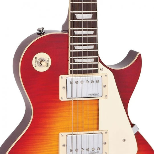 Vintage V100 ReIssued Electric Guitar Single cut with HH Pickup Configuration Cherry Sunburst