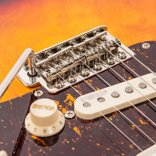 Vintage V6 ReIssued Chitară Electrică Stratocaster cu SSS Configurație Doze Sunset Sunburst