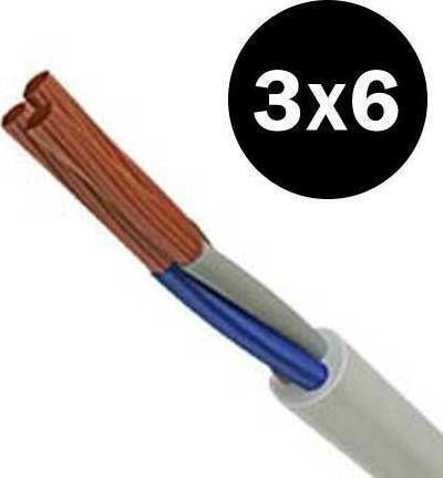 Καλώδιο Ρεύματος με Διατομή 3x6mm² σε Λευκό Χρώμα 100m Εύκαμπτο