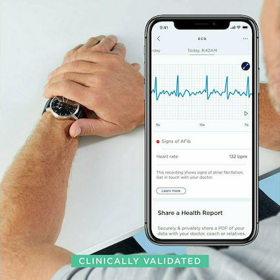 Withings ScanWatch Hybrid Oțel inoxidabil 42mm Rezistent la apă cu pulsometru (Negru)