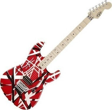 EVH Striped Series Electric Guitar Stratocaster with H Pickup Configuration Red with Black Stripes