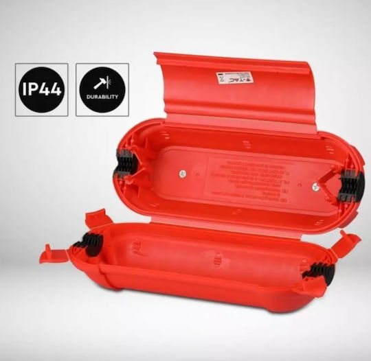 V-TAC Surface Mounted Electrical Box IP44 for Power Strip in Red Color