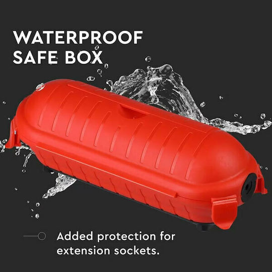 V-TAC Surface Mounted Electrical Box IP44 for Power Strip in Red Color
