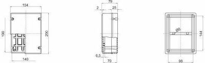 External Mount Electrical Box Branching IP56 Wall-mounted (190x140x70mm) in Gray Color GW44207