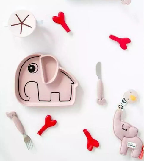 Done by Deer Baby Food Plate Stick & Stay Elphee made of Silicone Pink 1799231