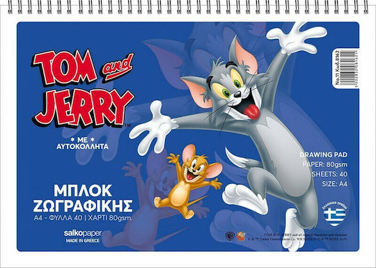 Salko Paper Μπλοκ Ζωγραφικής Tom & Jerry A4 21x29.7cm 40 Φύλλα (Διάφορα Σχέδια)