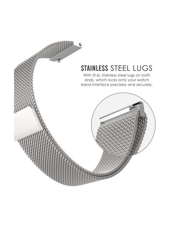 Milanese QuickFit Magnetic Strap Stainless Steel Silver (Galaxy Watch (46mm) / Gear S3)