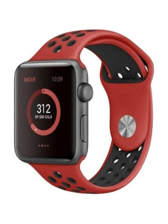 Armband Silikon mit Pin Black/Red (Apple Watch 44/45/46mm/Ultra 49mm) WA1231RB