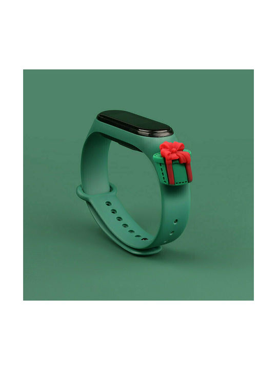 Hurtel Christmas Holidays Strap Silicone with Pin Dark Green Present (Mi Band 3/Mi Smart Band 4)