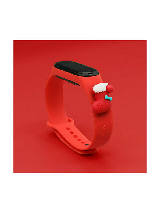 Hurtel Christmas Holidays Strap Silicone with Pin Red Sock (Mi Band 3/Mi Smart Band 4)