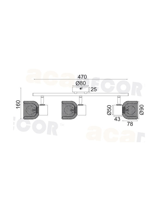 Aca Triple Spot E14 Black