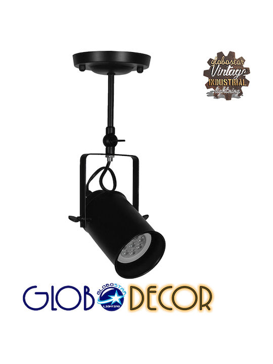 GloboStar Industrial Hollywood Single Spot with Socket E27 in Black Color