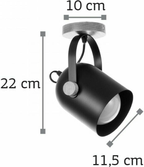 Inlight 61331 Einzel Spot mit Fassung E27 in Schwarz Farbe