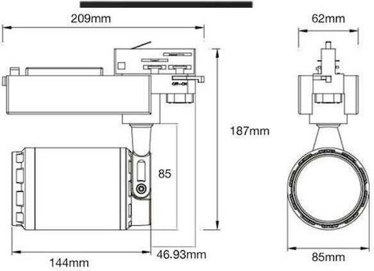 V-TAC Single LED Cool White Spot in Black Color