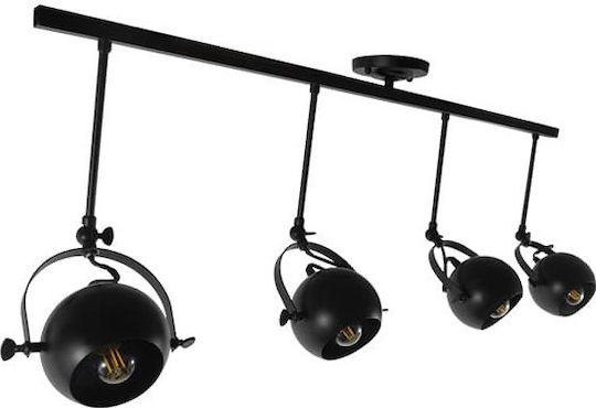 GloboStar Industrial Cannes Spot with 4 Lights and with Socket E27 in Black Color