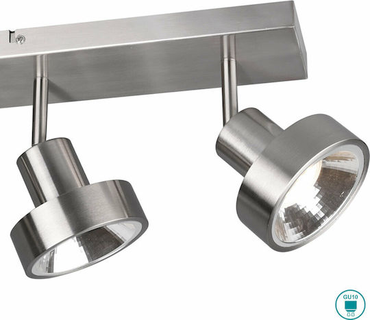 Trio Lighting Leon Σποτ με 4 Φώτα και με Ντουί GU10 σε Ασημί Χρώμα