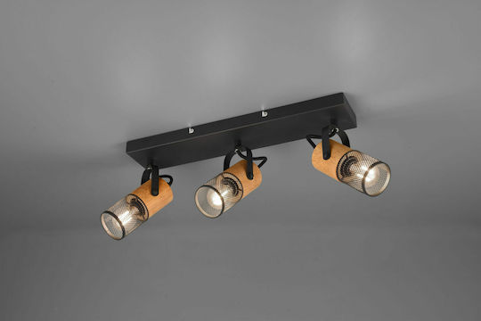 Trio Lighting Tosh Dreifach Spot mit Fassung E14 Holz Weiß - Schwarz Mate