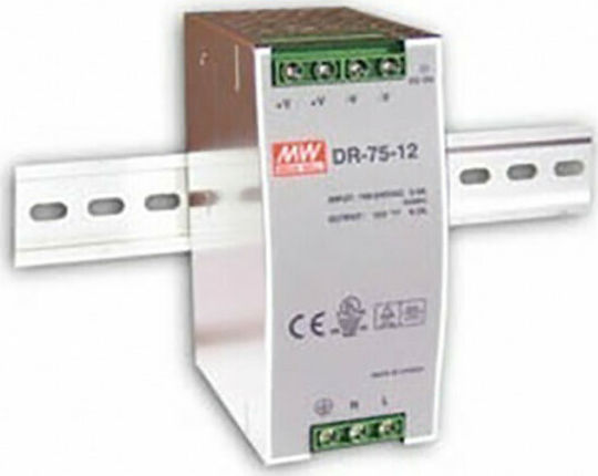 Mean Well Τροφοδοτικό Ράγας DR-75-48 με Έξοδο 48V και Ισχύ 75W 1.6A