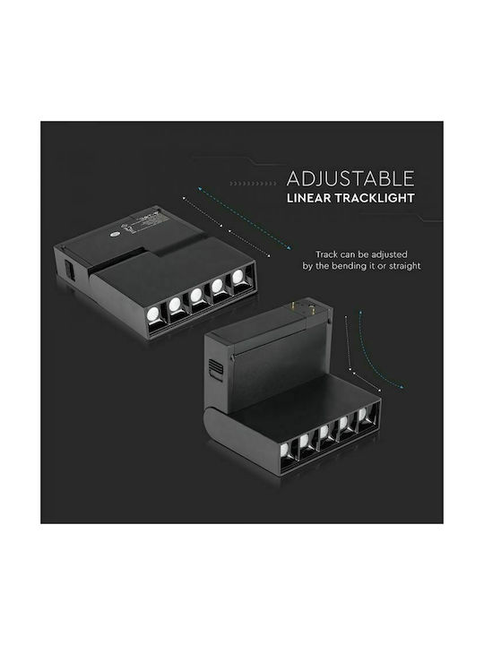 V-TAC LED Φυσικό Λευκό Σποτ με 5 Φώτα σε Μαύρο Χρώμα