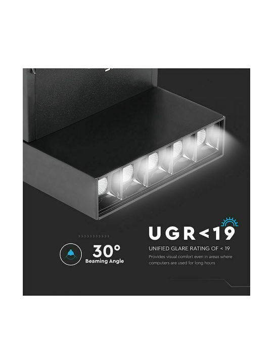 V-TAC LED Φυσικό Λευκό Σποτ με 5 Φώτα σε Μαύρο Χρώμα