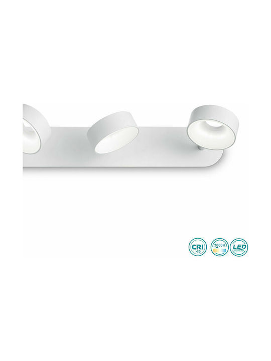 Ideal Lux Oby Σποτ με 4 Φώτα, Ενσωματωμένο LED και Θερμό Φως σε Λευκό Χρώμα