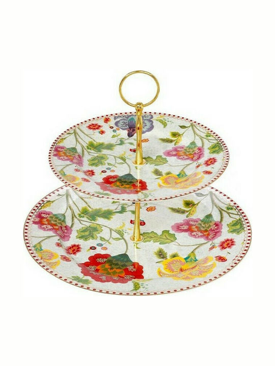 Cryspo Trio Porcelain Dessert Tower Stand with 2 Tiers Multicolour Ø27cmxY27cm 27x27x27cm