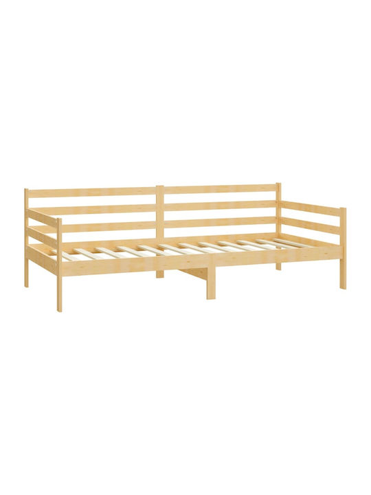 Canapea Pat Single Din Lemn Natural Potrivit Pentru Saltea 90x200cm