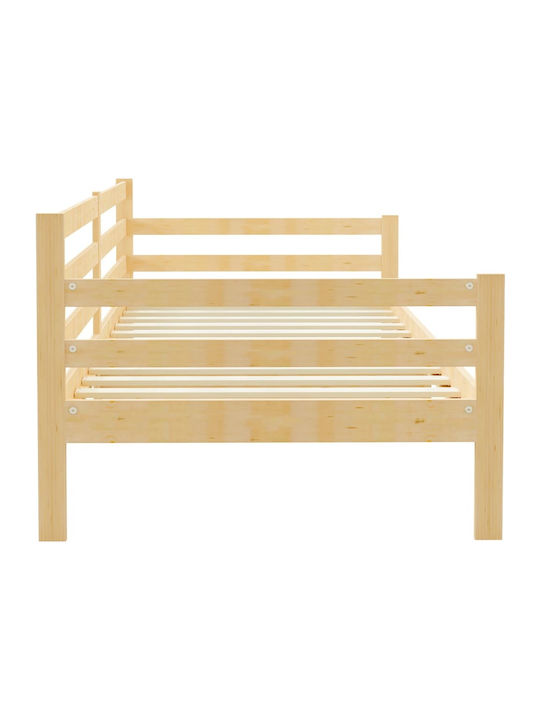 Canapea Pat Single Din Lemn Natural Potrivit Pentru Saltea 90x200cm