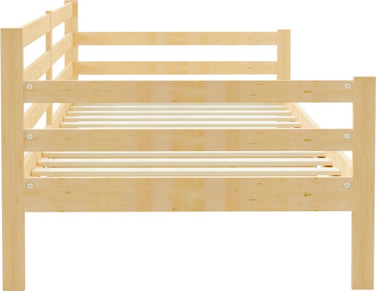 Single Wooden Sofa Bed Natural for Mattress 90x200cm
