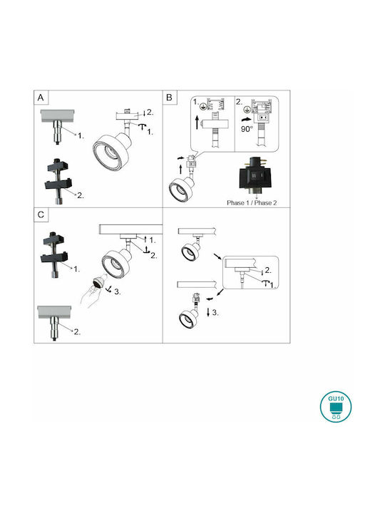 Trio Lighting Duoline Single Spot with Socket GU10 in White Color