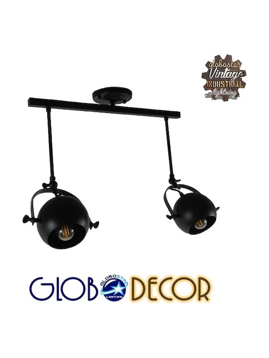 GloboStar Industrial Cannes Double Spot with Socket E27 in Black Color