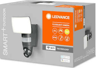 Ledvance 830DG IP Surveillance Camera Wi-Fi 720P HD Waterproof with Two-Way Communication & Projector 3000K in Black Color