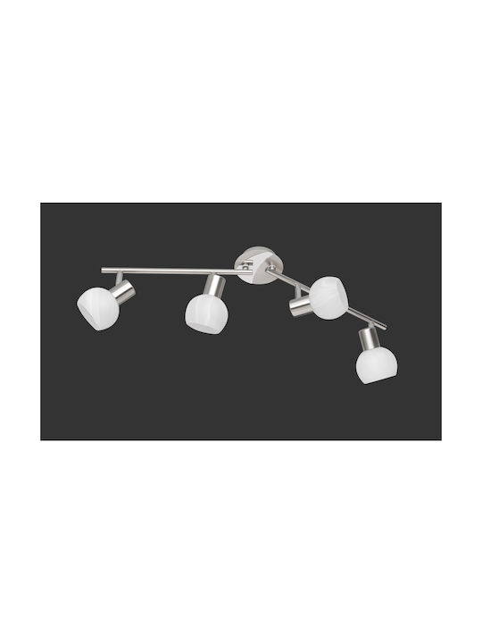 Trio Lighting Antibes Σποτ με 4 Φώτα και με Ντουί E14 σε Ασημί Χρώμα