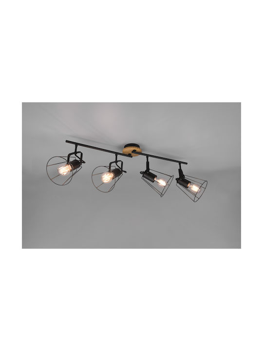 Trio Lighting Jaipur Spot with 4 Lights and with Socket E27 in Black Color