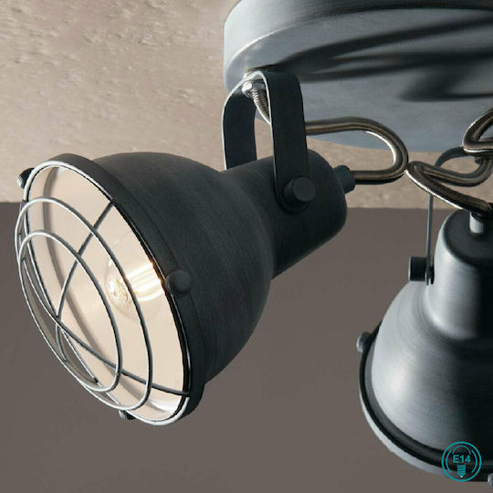 Fan Europe Τριπλό Σποτ με Ντουί E14 σε Γκρι Χρώμα