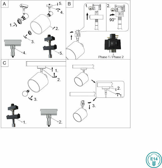 Trio Lighting Duoline Single Spot with Socket E14 in White Color