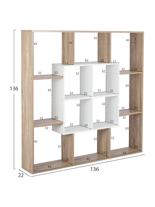 Bookcase White 136x22x136cm