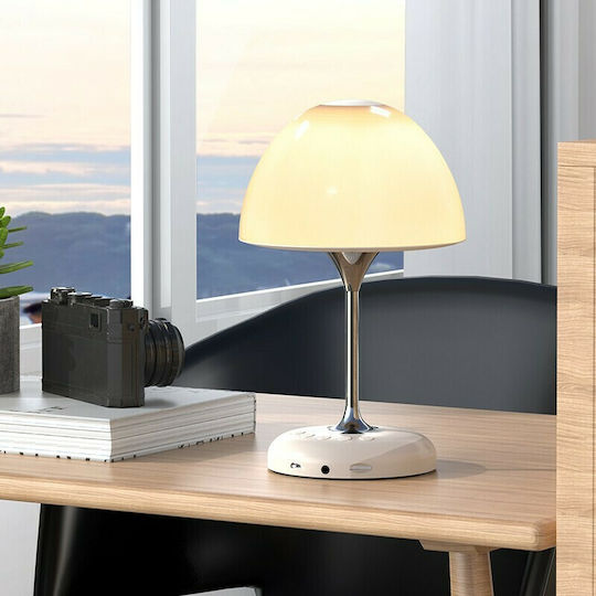 JY85 Metal Table Lamp LED with White Shade and Silver Base