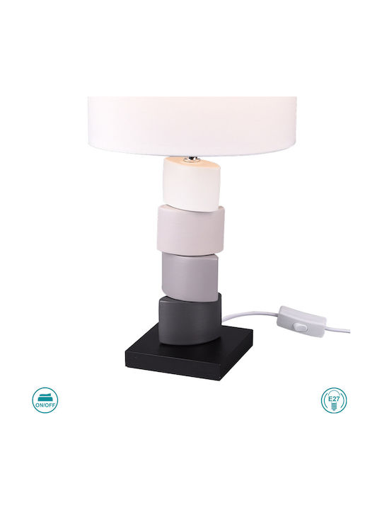 Trio Lighting Kano Циментова Настолна лампа за Цокъл E27 с Бял Абажур и Многоцветна Основа