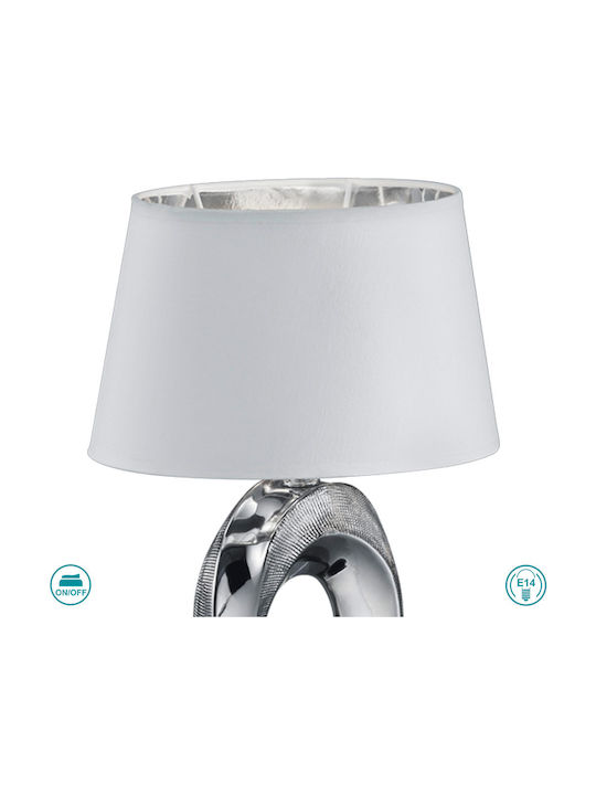 Trio Lighting Taba Ceramic Table Lamp for Socket E14 with Silver Shade and Base