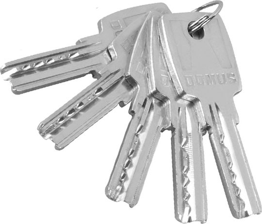 Domus Lock Cylinder Security ECON 75mm (30-45) with 5 Keys Silver