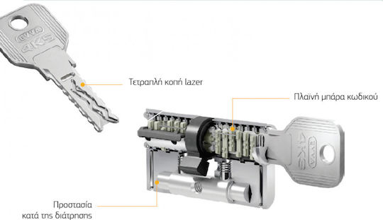 EVVA Zylinderschloss Sicherheits 4KS Plus 80mm (30-50) Silber