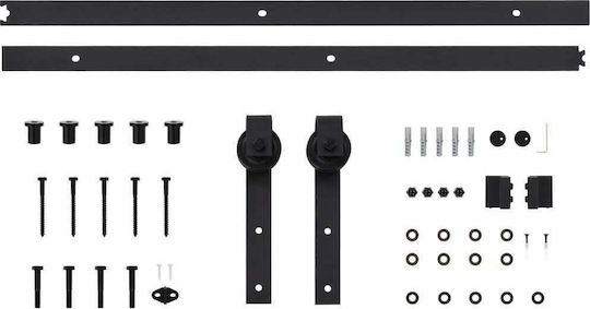 vidaXL Sliding Door Mechanism for Middle Door 183cm Black